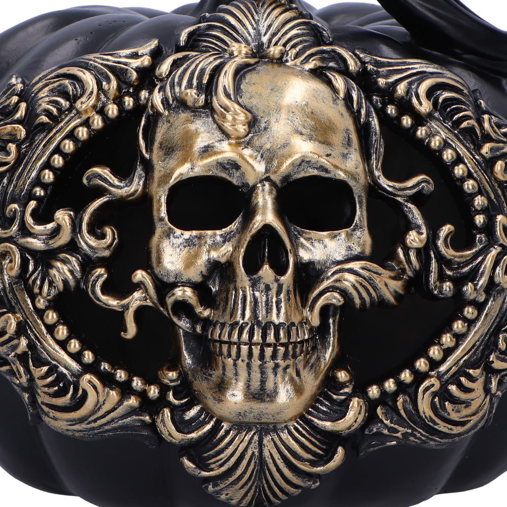 Baroque Harvest Pumpkin Ornament – Black & Gold 20cm