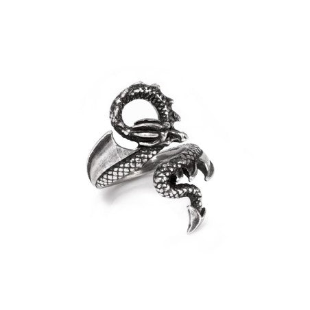 Like a whispering shoulder devil or a witches familiar, this tortuous personal miniature dragon coils itself around your finger.  This unique ring from Alchemy is an eye catching ring, paying homage to the mythical creature that is the dragon.