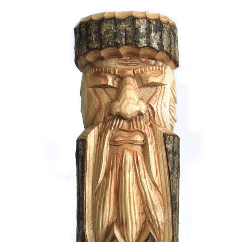 Tree Trunk Carving of the Man of the Wood – Pagan Garden Spirit