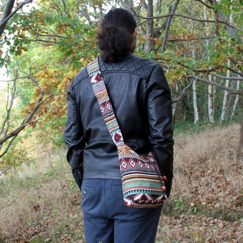 Mystic Nomad Jacquard Sling Bag – Chocolate Earth Tones