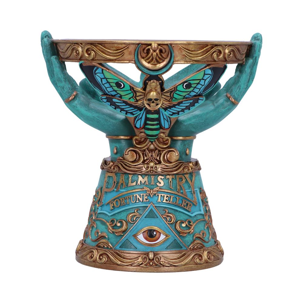 Embark on a mystical journey to unveil the secrets of the future with this exquisite Teller Crystal Ball holder. Designed for seekers, mystics, and anyone drawn to the ancient practice of divination, this lovely piece features the hands of the Palmistry Fortune Teller.