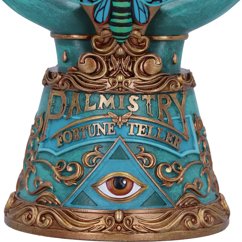 Decorative palmistry fortune teller with intricate designs and text on a white background