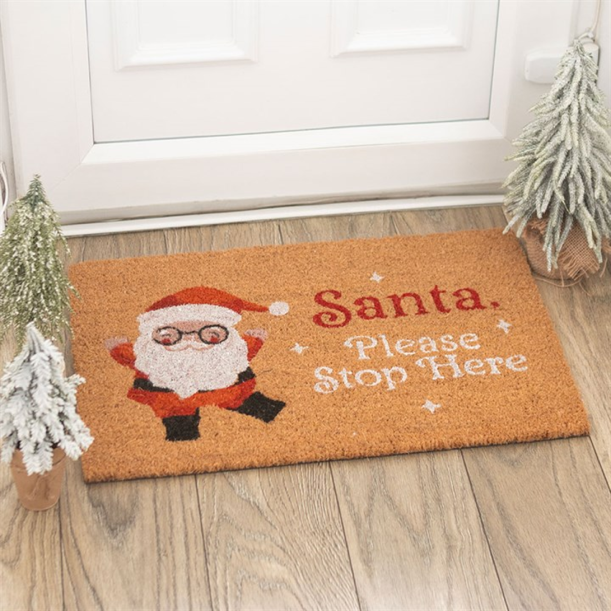 Natural Santa Claus Doormat – Santa Stop Here Christmas Welcome Mat