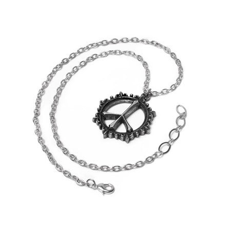 A runic depiction of the universal symbol of peace - Nuclear Disarmament. A timeless message to adorn you. A beautiful Gothic twist on the classic peace sign.
