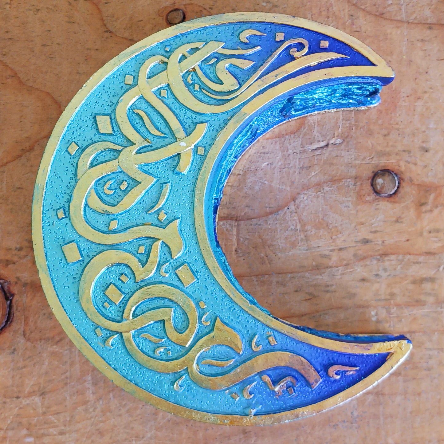 Blue Crescent Moon Trinket Box - Celtic Jewelry & Crystal Storage