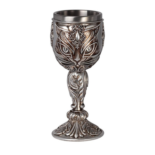 An impressive goblet to toast your celebratory occasions! Sip from the cup and you may divine the feline prophesies of Ailouros, heart spirit of the temple of Amun. Pray for her blessings, for she is the bringer of music, dance, good fortune, and joy to everyone.