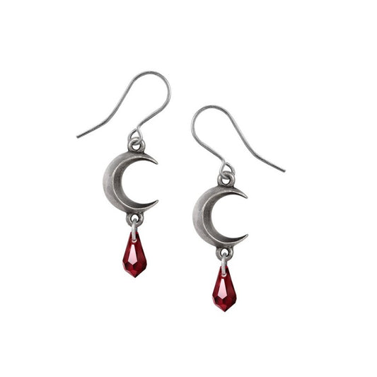 These dreamy pair of earrings featuring handmade pewter moons, with a delicate Siam red Austrian crystal dropper. The crystal drops enhance your manifestations and look especially beautiful, so you always look stylish.