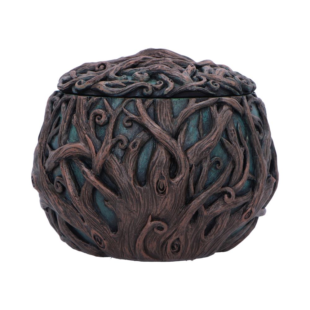 Decorative urn with intricate designs on a white background