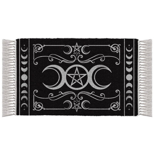 Embrace lunar magic with Alchemy Gothic’s Maiden, Mother & Crone rug. Handwoven cotton, perfect for altars, walls, or sacred spaces. UK stock.