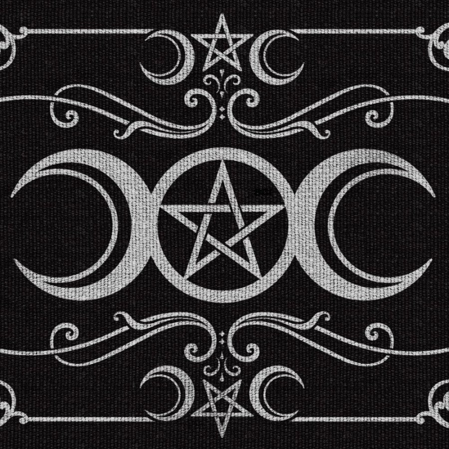 Embrace lunar magic with Alchemy Gothic’s Maiden, Mother & Crone rug. Handwoven cotton, perfect for altars, walls, or sacred spaces. UK stock.