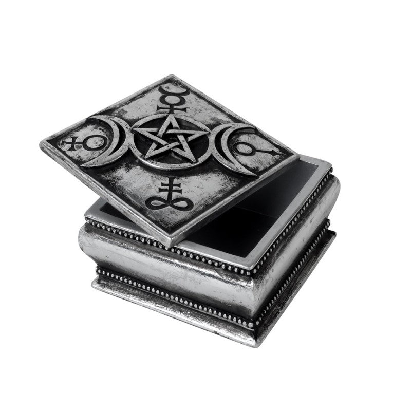 Triple Moon spell box by Alchemy Gothic. Store your spells, herbs & crystals with lunar and planetary power. A sacred tool for witches and collectors.