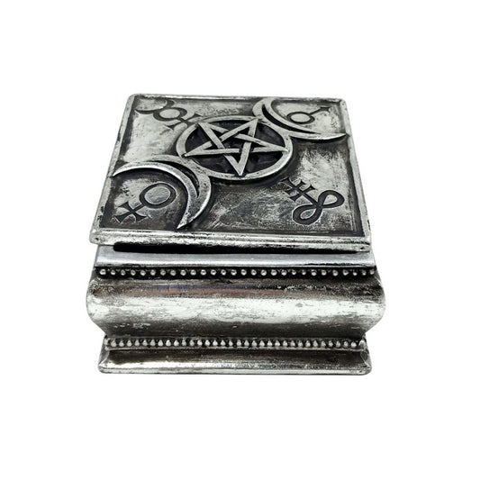 Triple Moon spell box by Alchemy Gothic. Store your spells, herbs & crystals with lunar and planetary power. A sacred tool for witches and collectors.