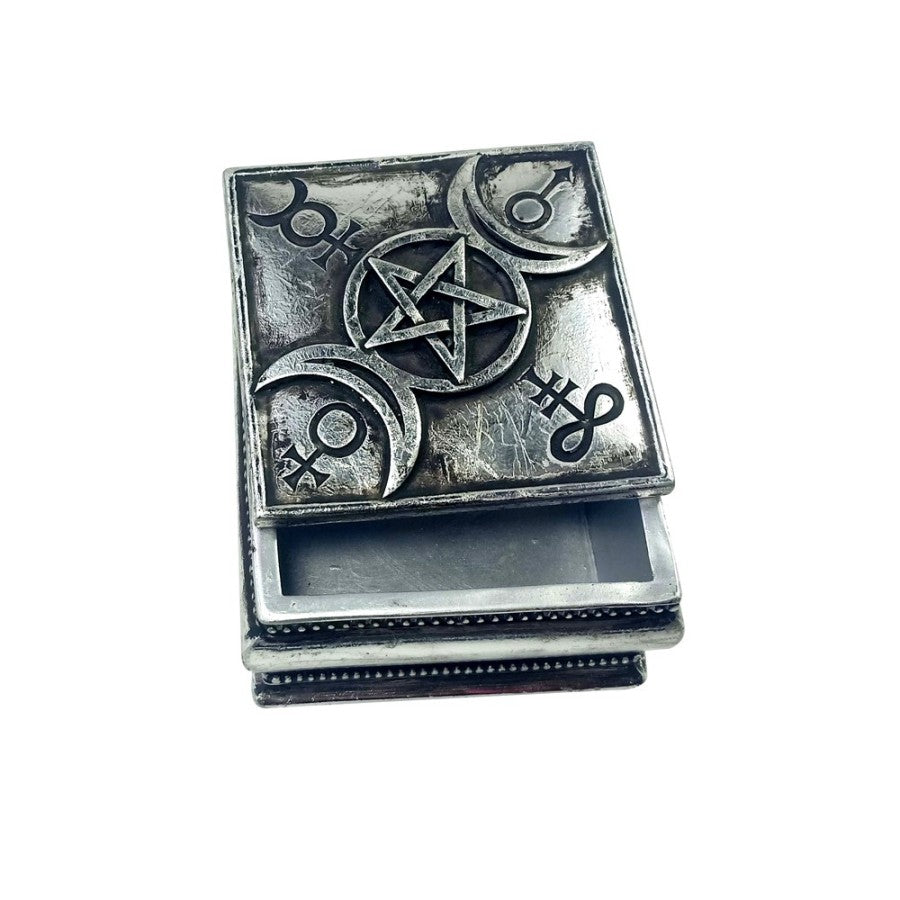 Triple Moon spell box by Alchemy Gothic. Store your spells, herbs & crystals with lunar and planetary power. A sacred tool for witches and collectors.