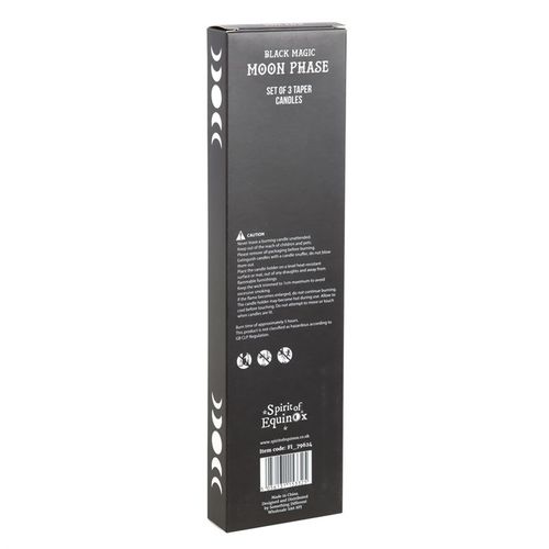 Black Moon Phase Taper Candles – Set of 3