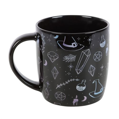 Experience a magical renewal with every sip from this bewitching mug adorned with a striking black crystal magic motif. Ideal for your mystical rituals or gatherings, it transforms each drink into an enchanting spell. Microwave safe and holds 360ml.