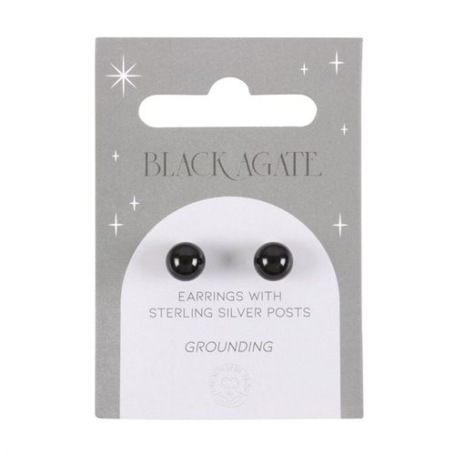 This pair of black agate crystal stud earrings comes on a matching backing card and makes a meaningful gift for those in need of spiritual protection. Black agate is a powerful semi-precious stone believed to create harmony and calm dark forces, making it ideal for grounding on protection.