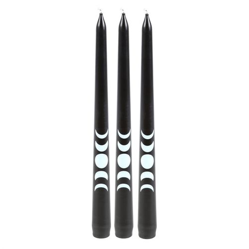 Black Moon Phase Taper Candles – Set of 3