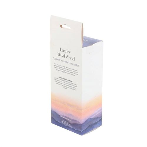 Box packaging for a 'Luxury Ritual Wand' with gradient design on a white background