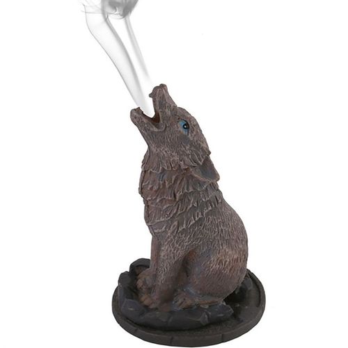 This enchanting incense cone holder features a howling wolf, with smoke gracefully flowing from its mouth as the cone burns. Crafted by Lisa Parker, it brings a mystical touch to your space. Dimensions: Height 12.5cm, Width 6.5cm, Depth 7.5cm. Packaged size: Height 12cm, Width 8cm, Depth 7cm.