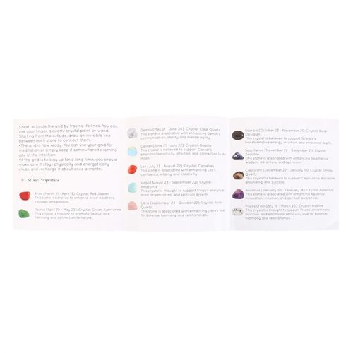 This beautiful crystal grid features a detailed astrology wheel design, harnessing the energy of the 12 zodiacs to maximise the charge of crystals. A perfect gift idea for anyone getting started with crystals or for a keen collector.