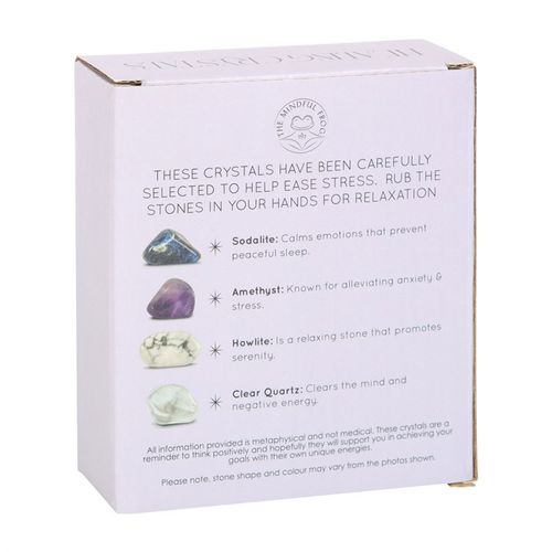 This stunning set of healing crystals comes with four crystal tumblestones to help reduce stress, ease anxiety and promote restful sleep. Includes a crescent moon trinket dish, matching information card and a printed drawstring, making this a meaningful gift for those in need of some extra care.
