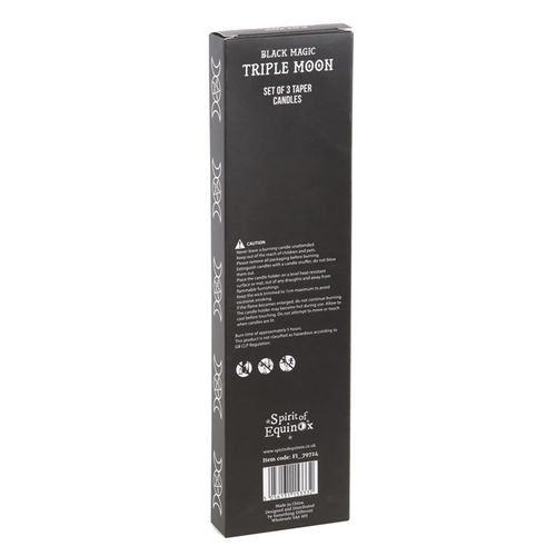 Triple Moon Black Taper Candle Set – Pack of 3 for Ritual & Décor