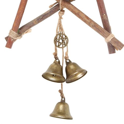 Invite kindred spirits with this enchanting wooden pentagram sign, inscribed with 'Witches Welcome.' Adorned with delicate bells that softly chime, it’s an ideal talisman to grace your porch or doorway, casting a warm and mystical greeting to all who approach.