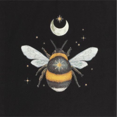 Sustainably carry nature's charm wherever you go with this tote bag. Adorned with a delicate forest bee design on durable, black cotton canvas. Includes ample space for carrying as an everyday bag or for shopping.