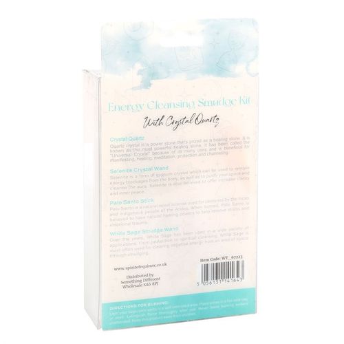 This smudge kit includes everything you need to cleanse your space of negative energies - just minus the match! Kit includes one bundle of dried white sage, a stick of palo santo, a selenite wand and a clear quartz tumblestone crystal for protection and inner healing.