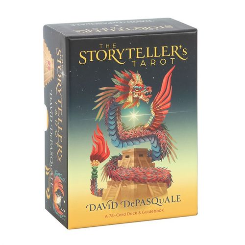The Storyteller's Tarot is a 78-card deck by artist David DePasquale that blends traditional tarot interpretations with global stories, myths, and folktales. Featuring bold, animation-inspired artwork, it showcases a diverse range of characters, animals, and deities. This deck highlights how humanity can connect and communicate through storytelling, transcending the boundaries of space and time.