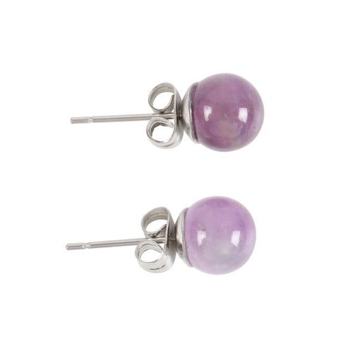 This pair of amethyst crystal stud earrings comes on a matching backing card and makes a meaningful gift for those in need of spiritual protection. Amethyst is a powerful semi-precious stone believed to balance emotions, making it ideal for relaxation and courage.