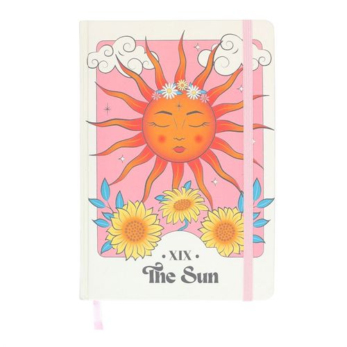 This enchanting A5 notebook draws inspiration from the radiant 'The Sun' tarot card, showcasing a vibrant celestial design. Filled with 200 lined pages (100 sheets), it’s ideal for capturing your spells, sketches, or musings, infusing your writing space with a magical, comic charm.