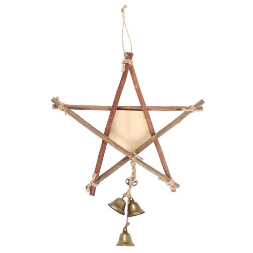 Invite kindred spirits with this enchanting wooden pentagram sign, inscribed with 'Witches Welcome.' Adorned with delicate bells that softly chime, it’s an ideal talisman to grace your porch or doorway, casting a warm and mystical greeting to all who approach.