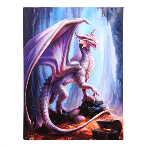 Discover the enchanting 19x25cm Treasure Trove Canvas Plaque, adorned with a vivid, full-colour print of Anne Stokes’ mesmerizing dragon artwork. This mystical piece captures a majestic white dragon guarding its glittering hoard of gold and treasure, radiating ancient magic and power. Perfect for adding a touch of fantasy and wonder to your sacred space or altar, this canvas plaque invites the protective spirit of the dragon to watch over your own treasures and secrets. Embrace the allure of the mystical re