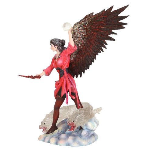Inspired by Anne Stokes’ ‘Elemental Magic’ series, this exquisite collectible figurine brings the Air Elemental Sorceress to life with beautifully detailed painting that conveys her dynamic spirit. Crafted from resin with intricate sculpting, the raven-haired sorceress wears a flowing red samurai kimono and raises a translucent orb overhead. At her feet, a clear air dragon soars as they both ride a cloud into the fray. This piece is an officially licensed creation from Anne Stokes, perfect for those drawn t
