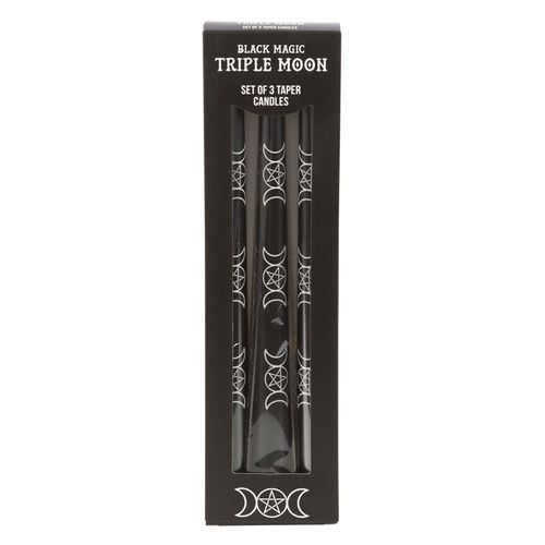 Illuminate your sacred space with the powerful symbolism of the Triple Moon Black Taper Candle Set. This enchanting pack of 3 taper candles features the revered triple moon symbol, representing the divine feminine in all her phases—maiden, mother, and crone.
Hand-selected for their grounding black hue, these candles are ideal for protection, banishing negativity, and creating a calming, sacred ambiance. Whether you're setting the stage for ritual, meditation, or simply weaving a little magic into your home