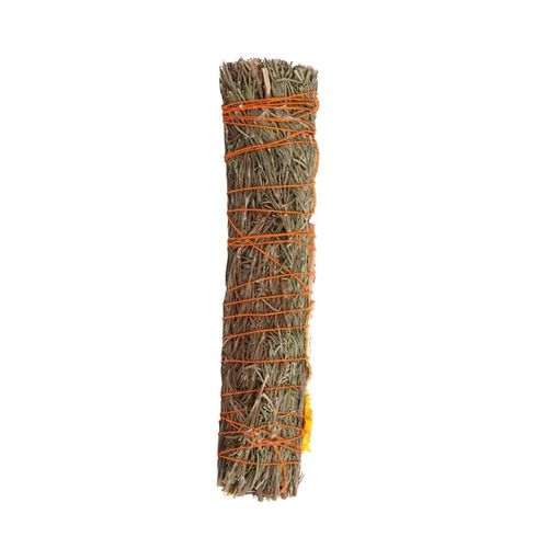 The act of ‘smudging’ is a traditional Native American practice used to cleanse and purify spaces using the smoke of burning sacred herbs. Sustainably sourced and made in the USA, this beautiful ritual wand features fragrant rosemary, palo santo, orange peels, dried flowers and a raw quartz crystal thoughtfully handtied into a tight bundle for burning and display.