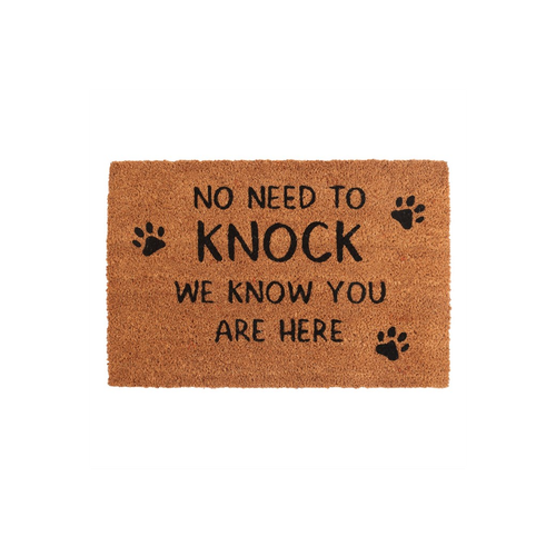 Step into a realm where your loyal guardians announce every arrival with spirited barks before a single knock or bell chime. This enchanting Natural No Need To Knock Dog Doormat speaks the truth of your home’s lively welcome: "No need to knock we know you are here," framed by whimsical paw prints that echo the presence of your mystical companions. Crafted from natural materials, this mat not only invites visitors with charm but also honors the magical bond between you and your faithful protectors. Embrace t