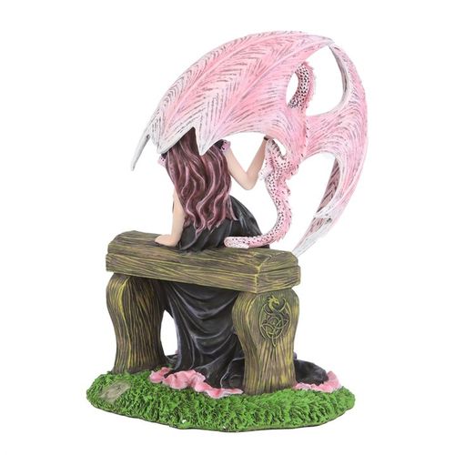 This exquisite dragon figurine, crafted with enchanting detail, embodies the magical connection between a maiden and her dragon. Renowned fantasy artist Anne Stokes weaves her spellbinding creativity into this captivating piece. The pink dragon, with its majestic wings, symbolizes guardianship and deep companionship. Ideal for those who cherish fantasy worlds, collectors, and seekers of mystical charm.