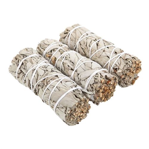 This set includes 3 bundles of dried white sage, known as smudge sticks or wands, used for purifying sacred spaces. Traditionally used for spiritual cleansing rituals, smudge sticks are essential tools in reiki, witchcraft and other sacred practices.