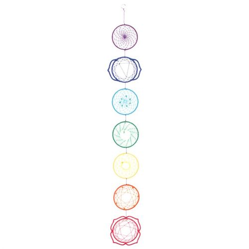 This enchanting rainbow chakra dream catcher radiates vibrant energy, perfect for illuminating any room or sacred space. Ideal for those who embrace reiki or yoga, it supports spiritual balance and physical harmony. A thoughtful gift to elevate wellbeing and invite positive vibes. Measures H86cm x W14cm x D1cm; packaged at H16cm x W15cm x D2cm.