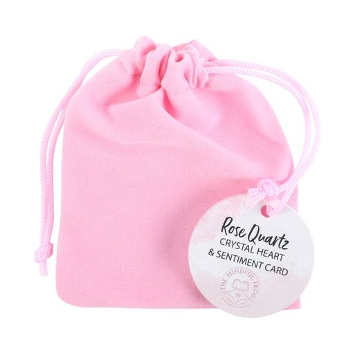 Promote love, friendship and confidence with this lucky rose quartz crystal heart. Presented in a pink velvet drawstring bag, this charm makes a meaningful token of inspiration and empowerment for anyone in need of some extra positivity. Includes a charming "I love you x" sentiment card.