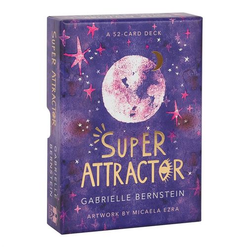 The Super Attractor Oracle deck by Gabby Bernstein features 52 enchanting cards and a guidebook to help you harmonize with the universe’s boundless energy. This mystical deck invites you to draw in powerful cosmic forces, beautifully illustrated by Micaela Ezra and housed in an elegant sliding box. Embrace the magic and unlock your connection to the infinite.