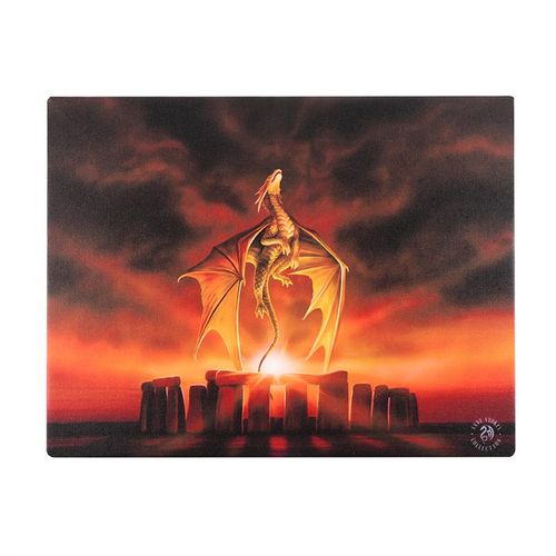 Immerse yourself in the mystical energy of the Solstice with this enchanting 25x19cm canvas plaque, masterfully crafted by the renowned artist Anne Stokes. Featuring her iconic Solstice dragon design, this piece captures the powerful essence of seasonal change and ancient magic. Perfect for adorning your sacred space or altar, the canvas brings a touch of otherworldly beauty and protection to your home. Its compact size (H19cm x W25.5cm x D1.5cm) makes it easy to display in any room where you seek inspirati