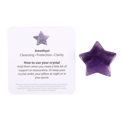 Promote clarity, protection and the cleansing of negative energies with this lucky amethyst crystal star. Presented in a purple velvet drawstring bag, this charm makes a meaningful token of inspiration and empowerment for anyone in need of some extra positivity. Includes a charming "Friends are like stars. You don't have to see them to know they're there" sentiment card.
