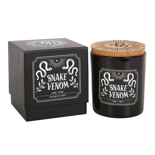 Indulge your senses with an enchanting blend of darkness and allure with this Snake Venom fragranced candle. Infused with the captivating scent of dark opium, its bewitching aroma will put you under its spell. Approximately 21 hours burn time.