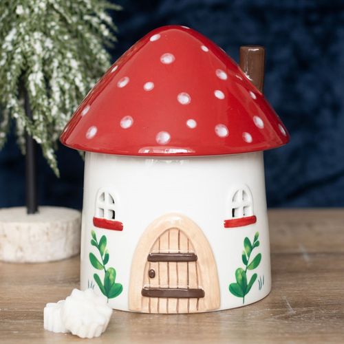 Whimsical Mushroom House Oil Burner – Enchant Your Sacred Space