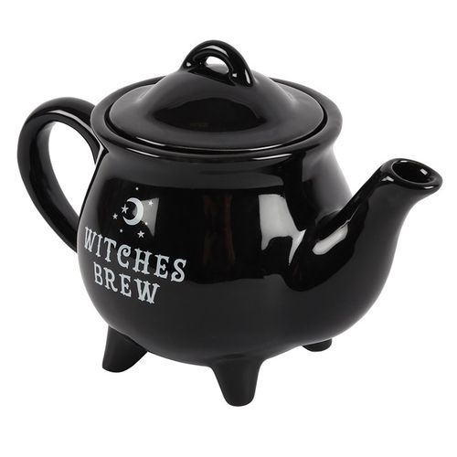 Embrace the magic of teatime with this enchanting black ceramic 'Witches Brew' teapot. Crafted to hold around 550ml, it’s just right for sharing two bewitching cups of tea. A mystical addition exclusive to Something Different, its dimensions are H13.5cm x W19cm x D10.6cm, with packaging measuring H13.5cm x W22cm x D14.5cm. Perfect for conjuring cozy moments around the kitchen altar
