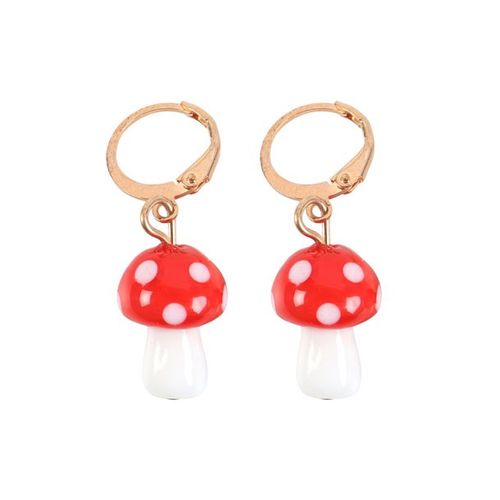 Add a touch of whimsical charm to your jewellery collection with these toadstool mushroom dangle earrings. These delightful earrings feature intricately designed toadstool mushrooms that hang gracefully from a pair of small gold hoop earrings, and comes with a matching informational tag.