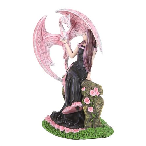 This exquisite dragon figurine, crafted with enchanting detail, embodies the magical connection between a maiden and her dragon. Renowned fantasy artist Anne Stokes weaves her spellbinding creativity into this captivating piece. The pink dragon, with its majestic wings, symbolizes guardianship and deep companionship. Ideal for those who cherish fantasy worlds, collectors, and seekers of mystical charm.